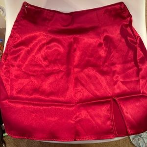 Red Satin Skirt